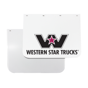 AntiSpray Mudflap White With WST Logo 18X24 463014014AS