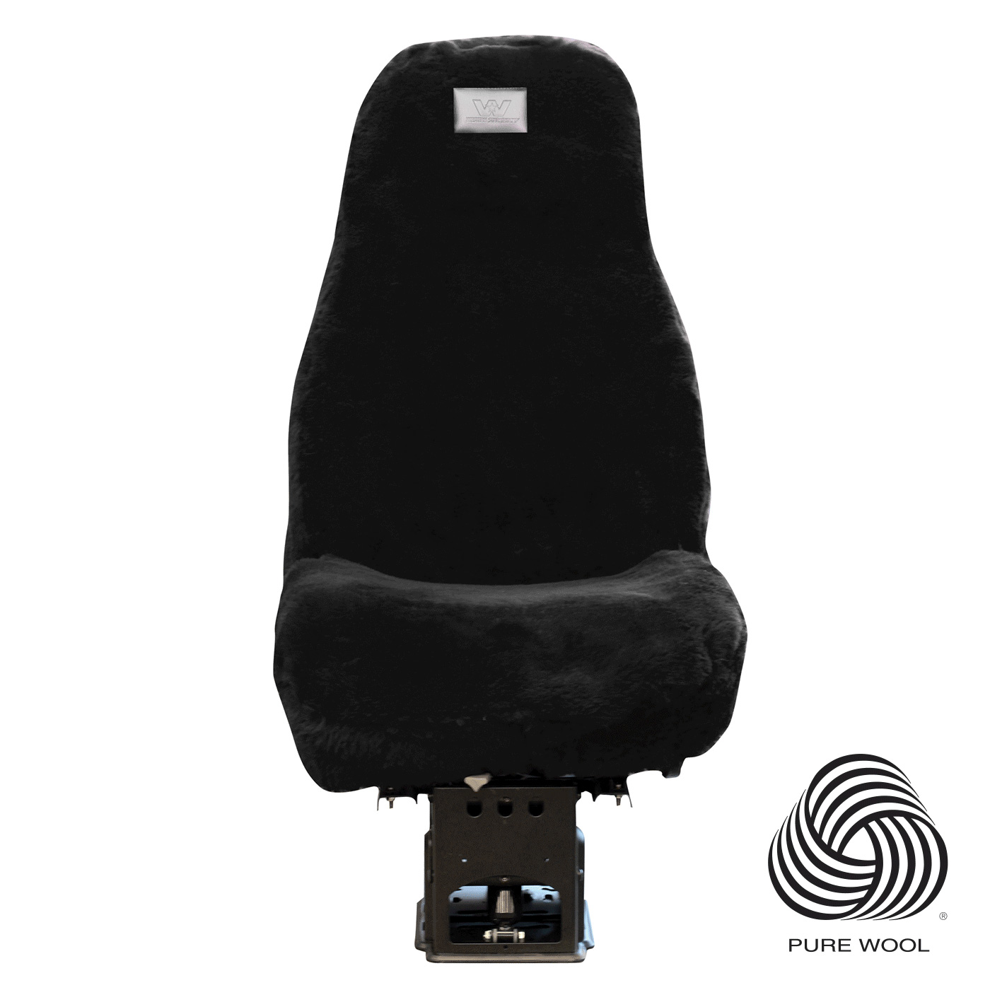 Wool seat cover National High-Back - Black with WS Logo
